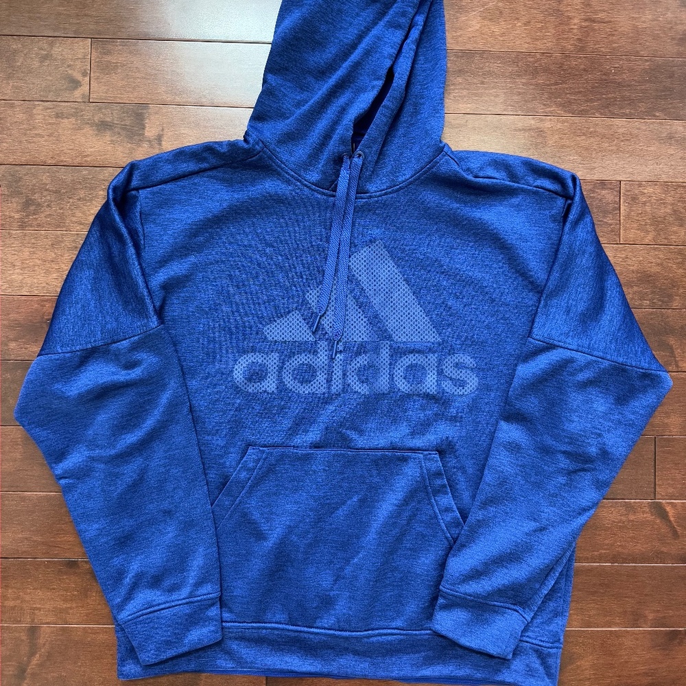 Adidas Men's Blue Fleece Pullover Hoodie
